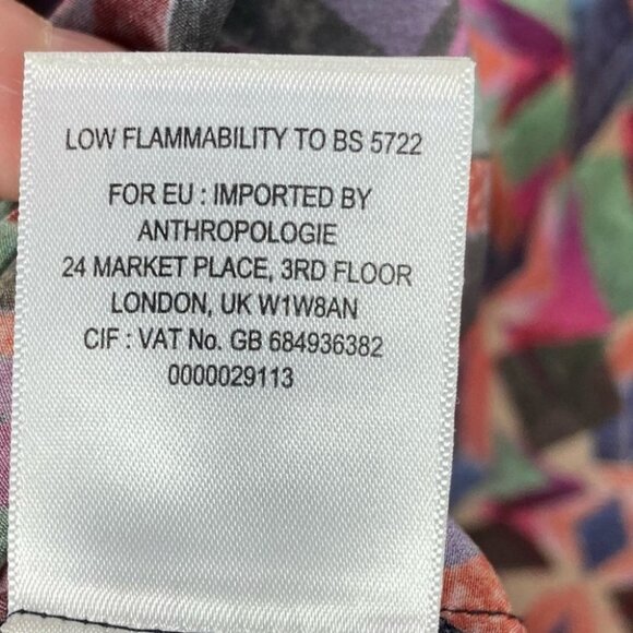 Anthropologie Kachel 100% Silk Diamond Shift Dress Size 12 Short Sleeves Boho - Picture 9 of 10